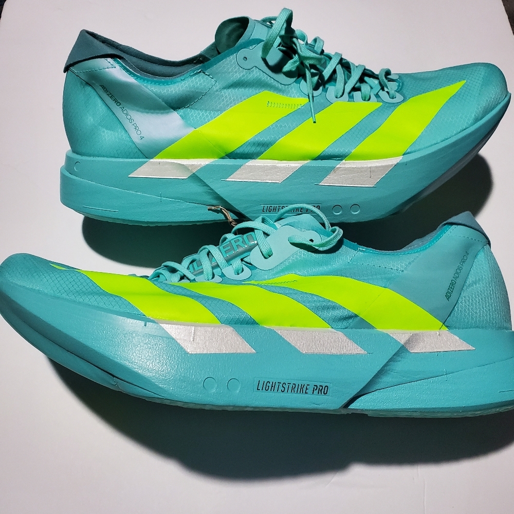Adidas Adizero Adios Pro 4 Flash Aqua / Lucid Lemon JR1251 Men's New W/ Tags